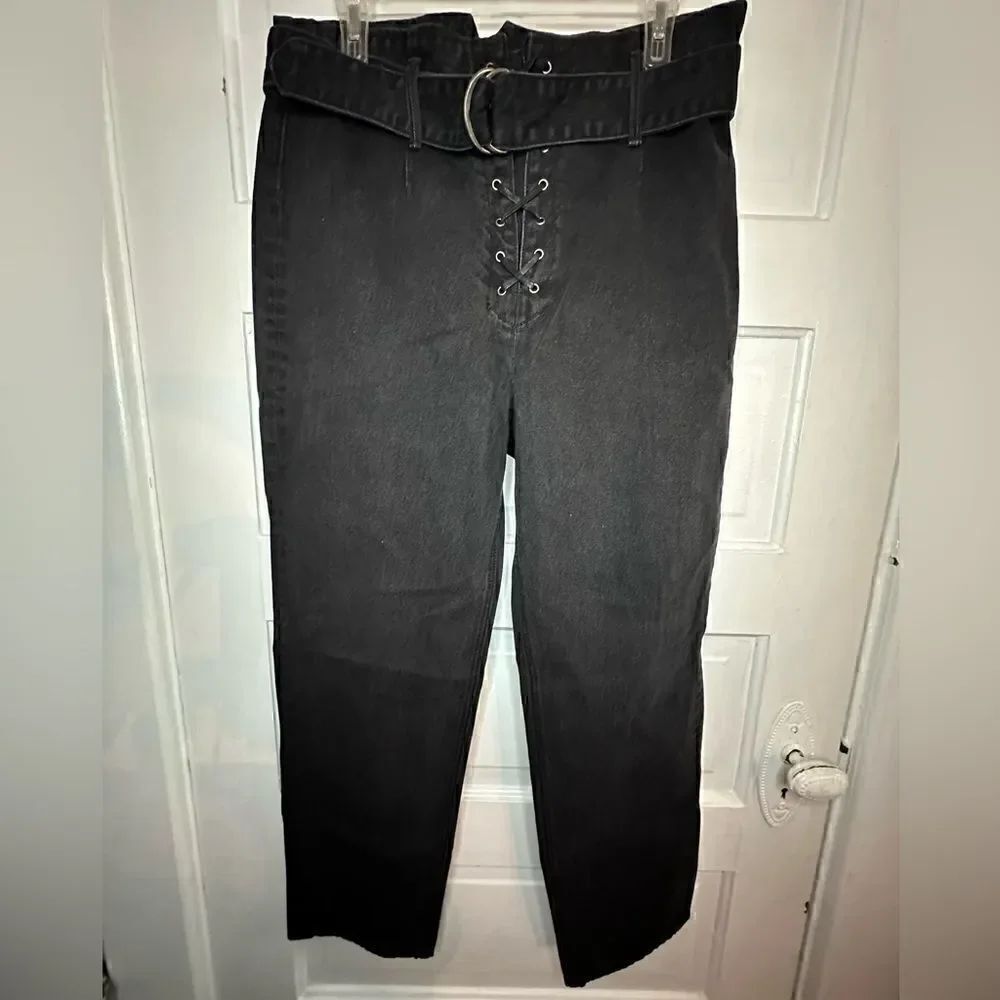 NWTs GRLFRND Solange Black Lace Tie Up Jeans in Remote Control Size 31 - Picture 4 of 11